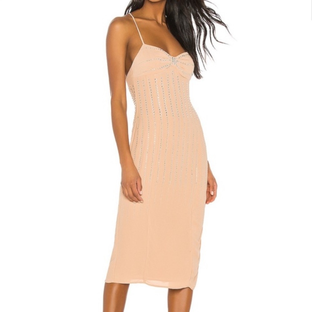 Peach Rhinestone Midi Dress - LPA- Revolve